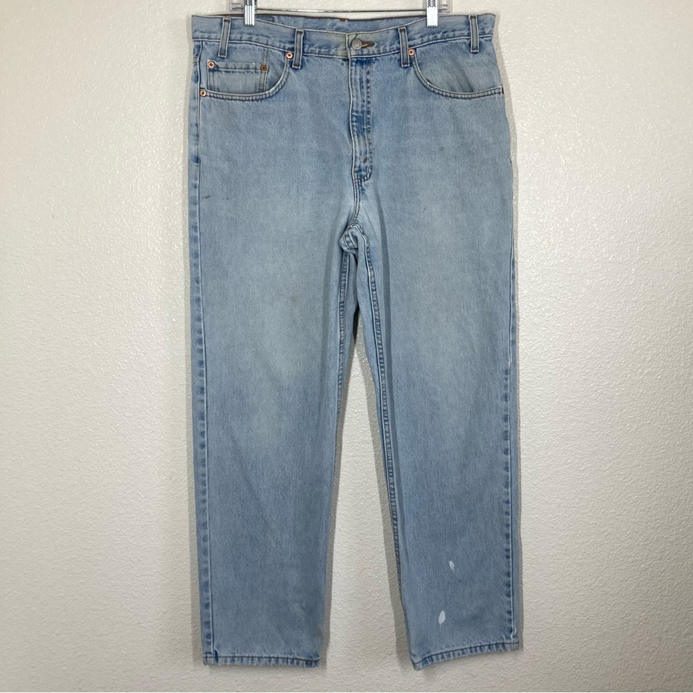 Vintage Levis 550 Jeans 38x30 Men Relaxed Fit Blue Pants  Light Wash Orange Tag